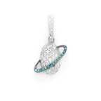 Blue Planet Saturn Diamond Pendant 14K Solid Gold - 0.40 CTW