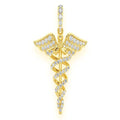 Caduceus Medical Diamond Pendant 14K Solid Gold - 0.65 CTW