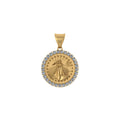 Small Liberty Logo Pendant 14K Solid gold - 1.02 CTW