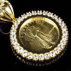 Small Liberty Logo Pendant 14K Solid gold - 1.02 CTW