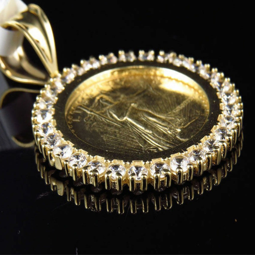Small Liberty Logo Pendant 14K Solid gold - 1.02 CTW