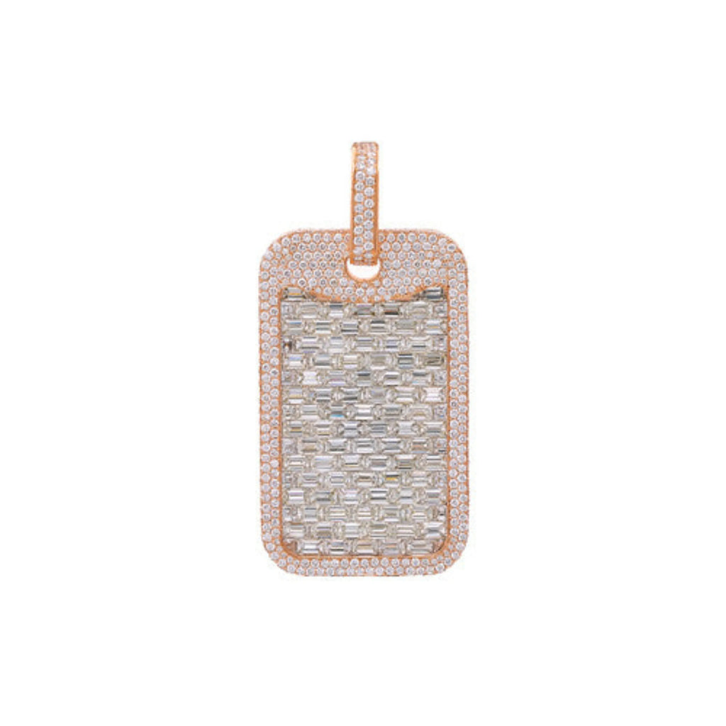 Emerald Cut Diamond Dog Tag Pendant - 18.5 CTW