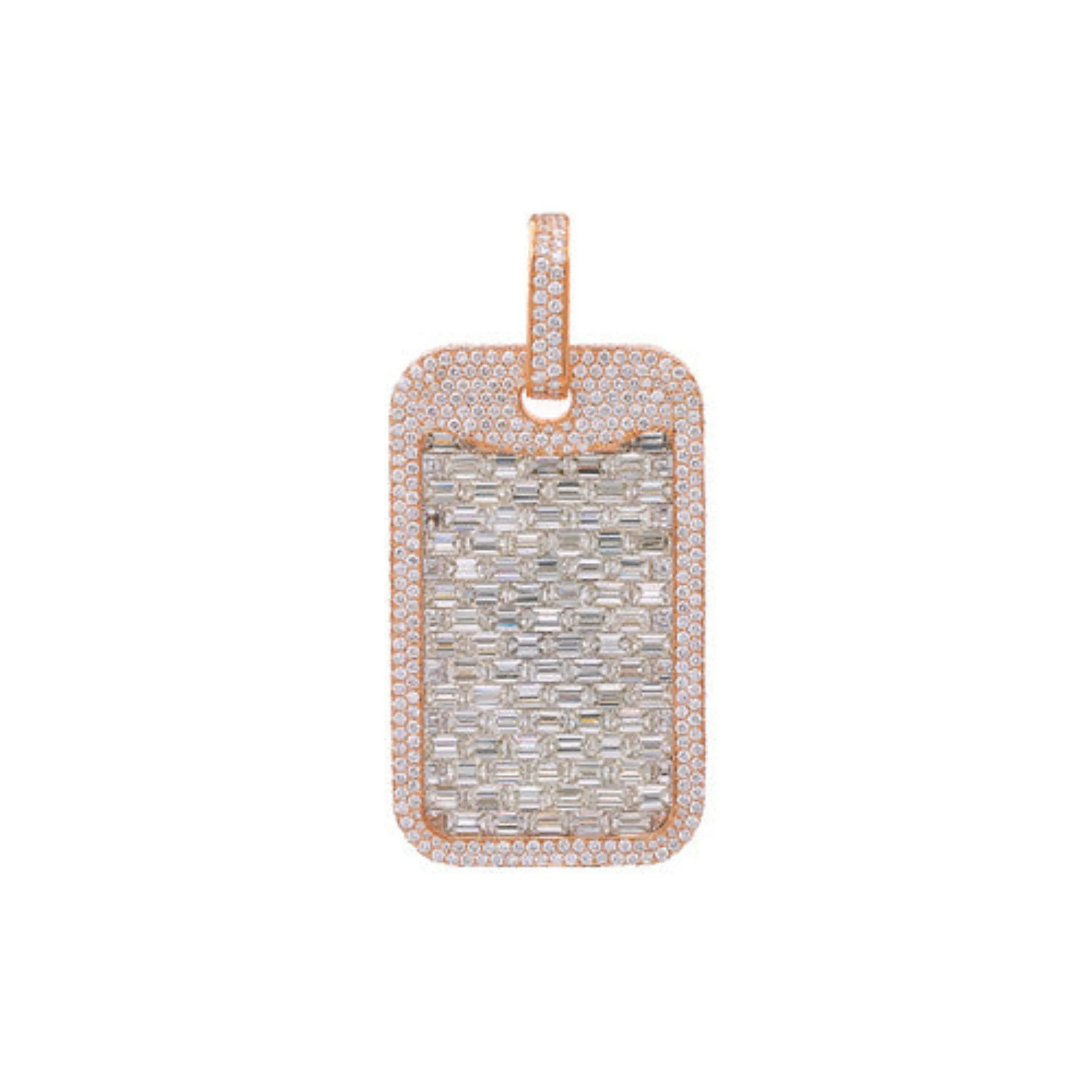 Emerald Cut Diamond Dog Tag Pendant - 18.5 CTW