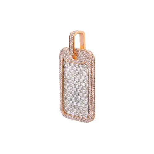Emerald Cut Diamond Dog Tag Pendant - 18.5 CTW