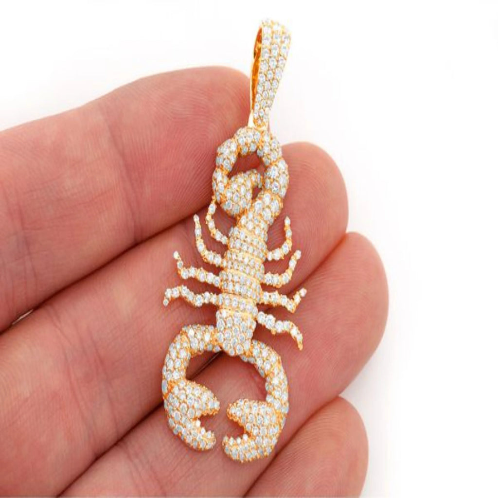 Scorpion Diamond Pendant 14K Solid Gold - 3.4 CTW