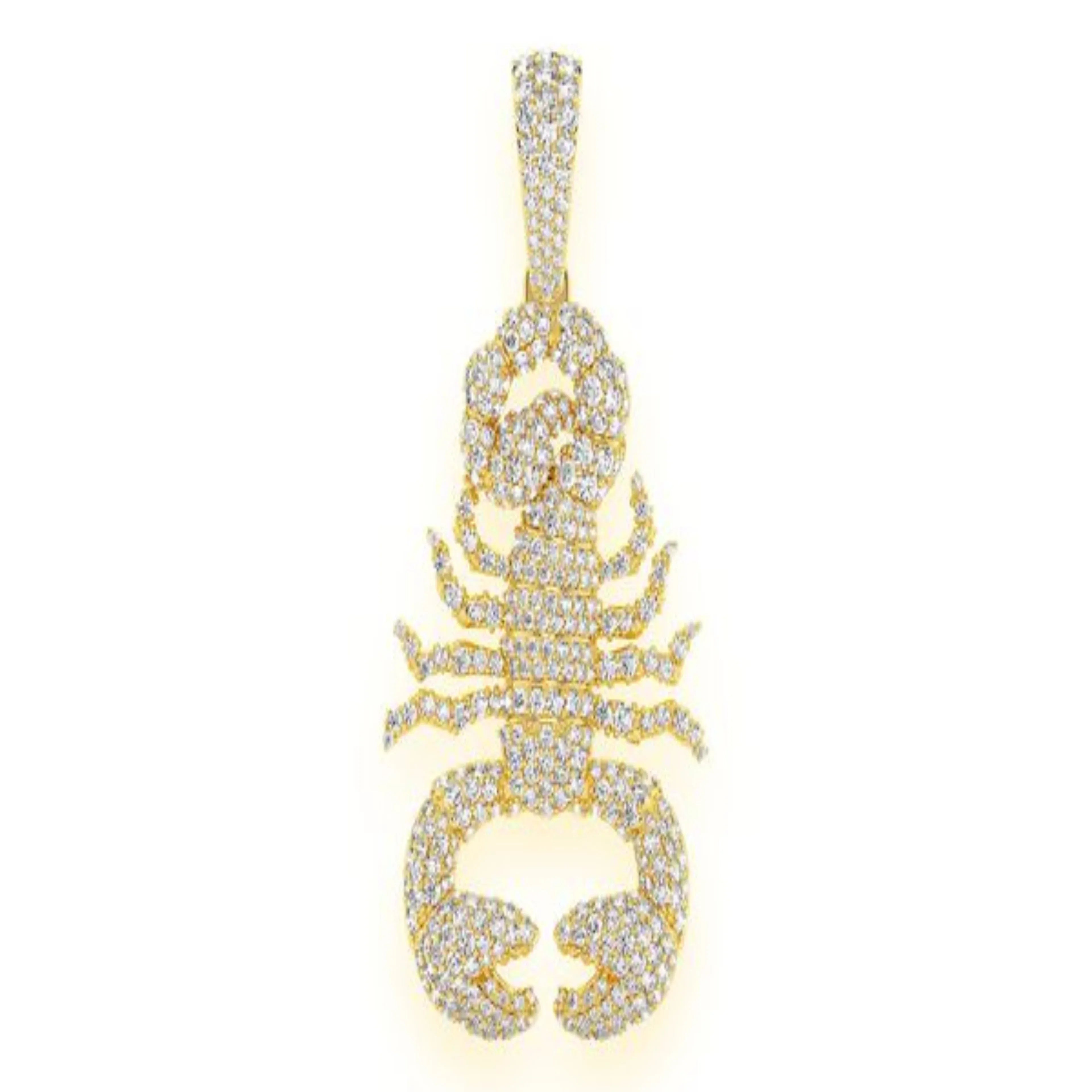 Scorpion Diamond Pendant 14K Solid Gold - 3.4 CTW