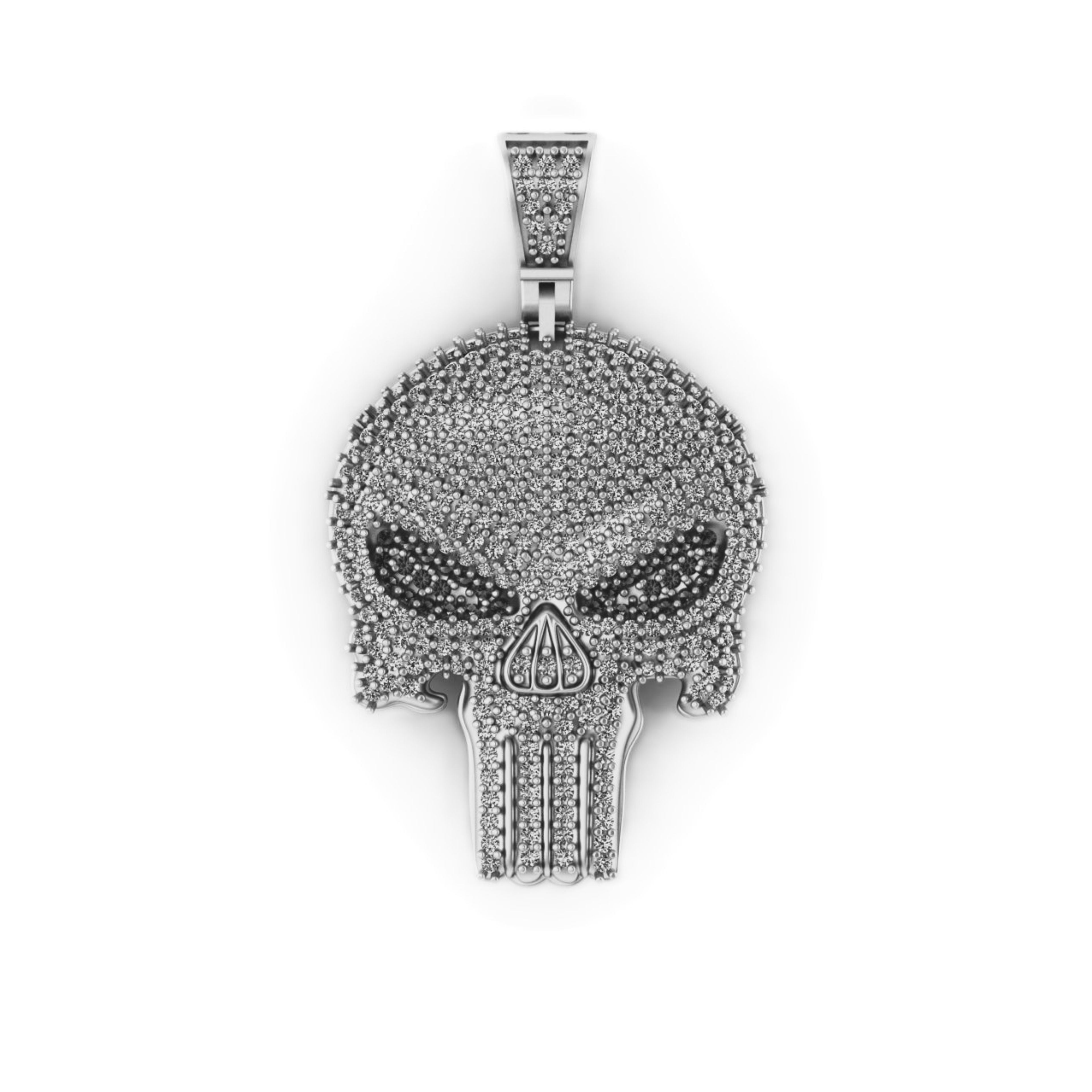 Skull Diamond Pendant 14k Solid Gold - 2.75 CTW