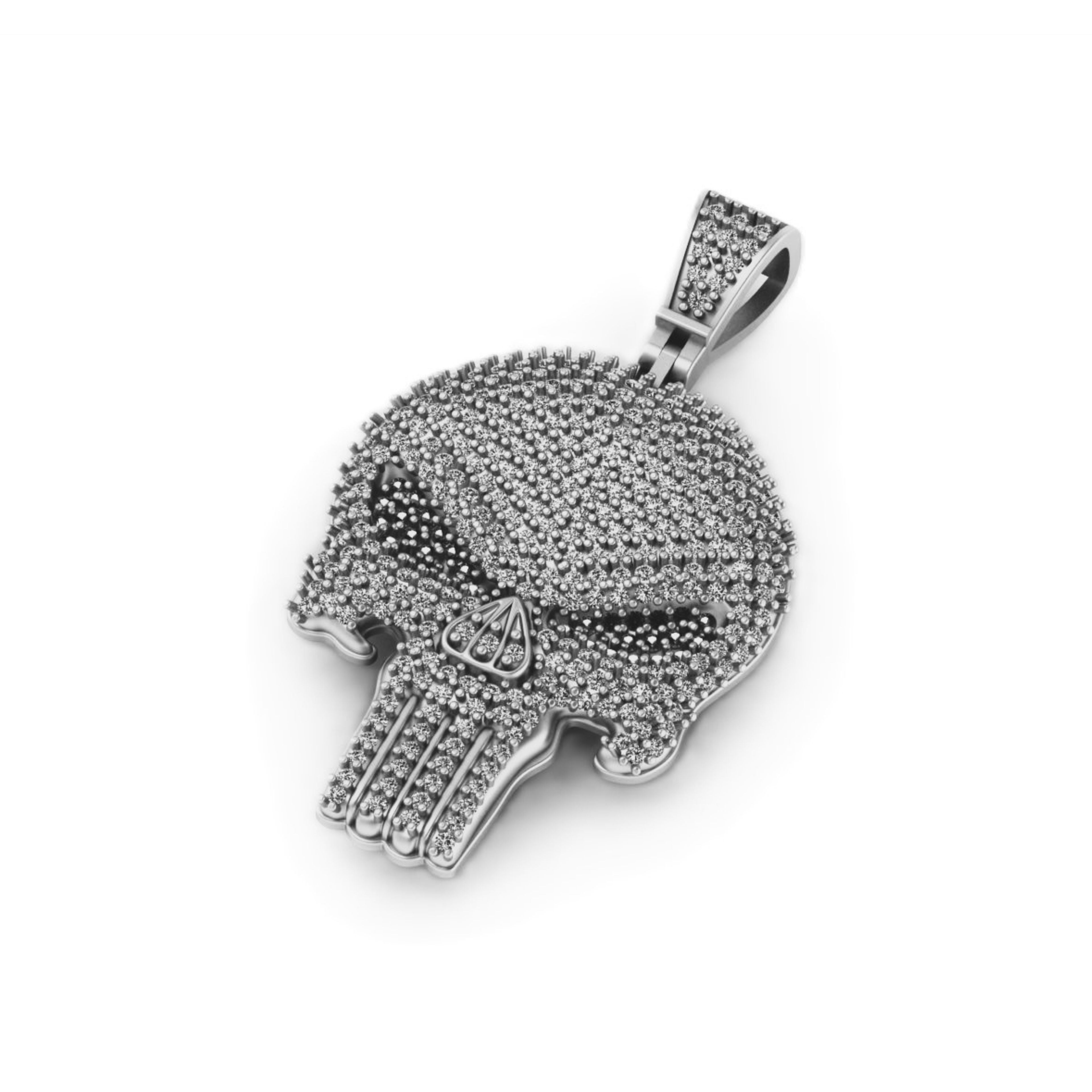 Skull Diamond Pendant 14k Solid Gold - 2.75 CTW