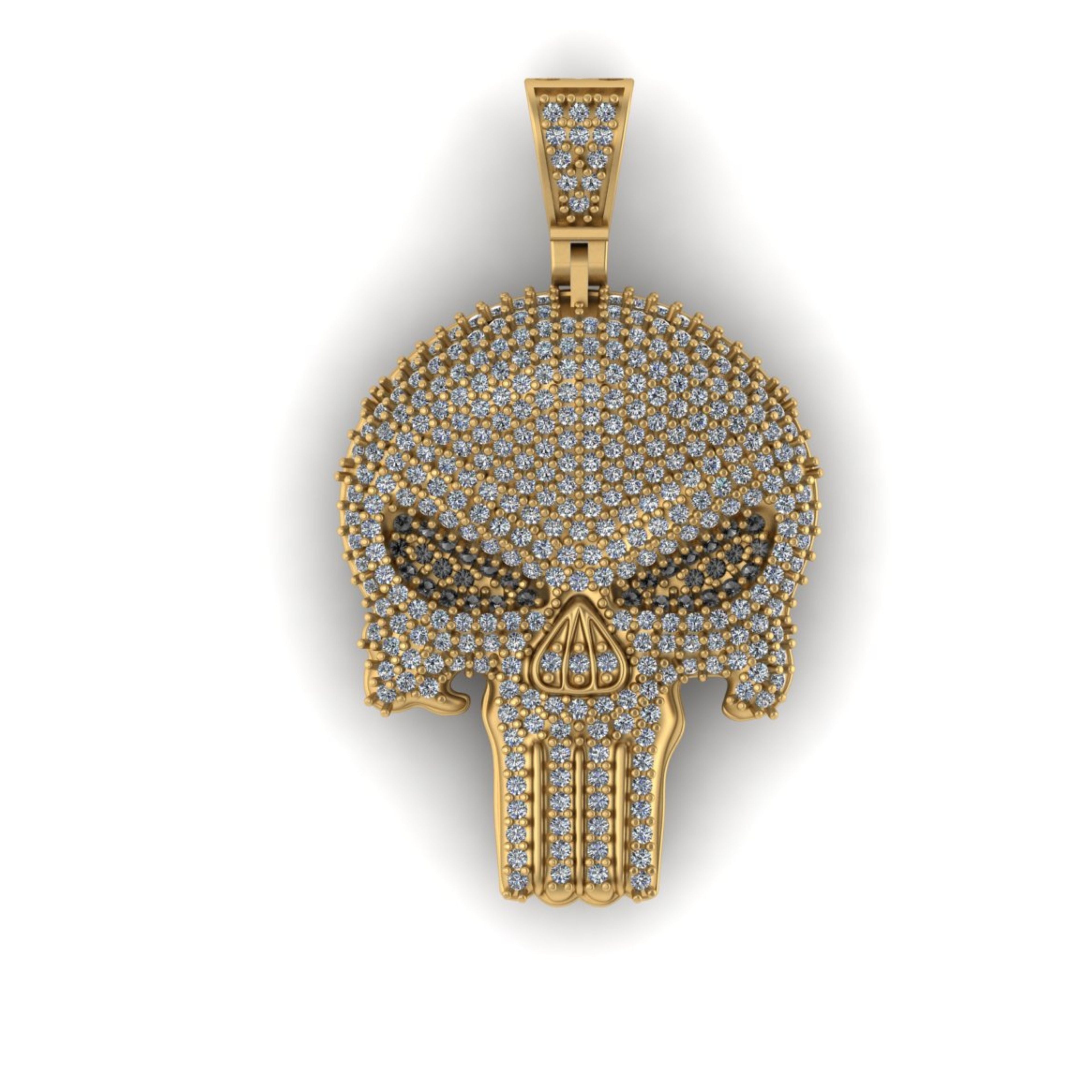 Skull Diamond Pendant 14k Solid Gold - 2.75 CTW