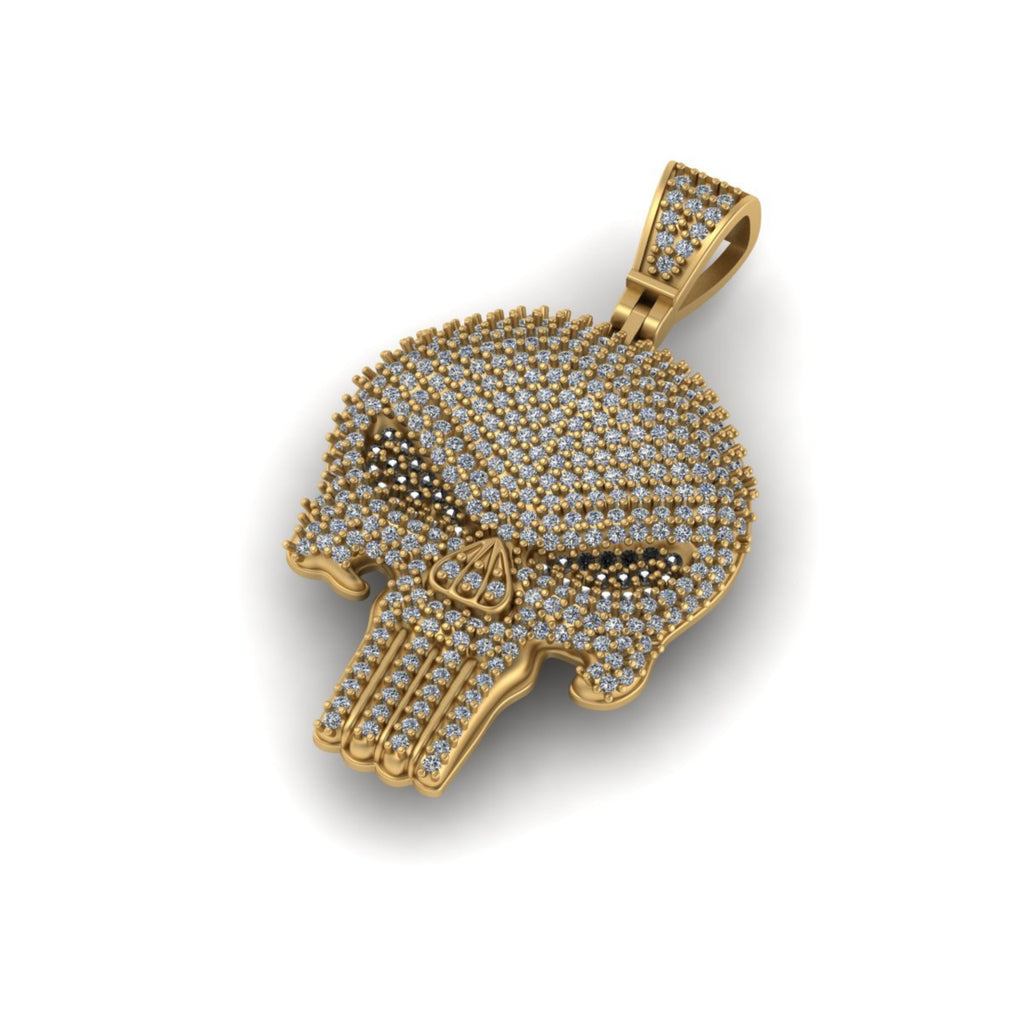 Skull Diamond Pendant 14k Solid Gold - 2.75 CTW
