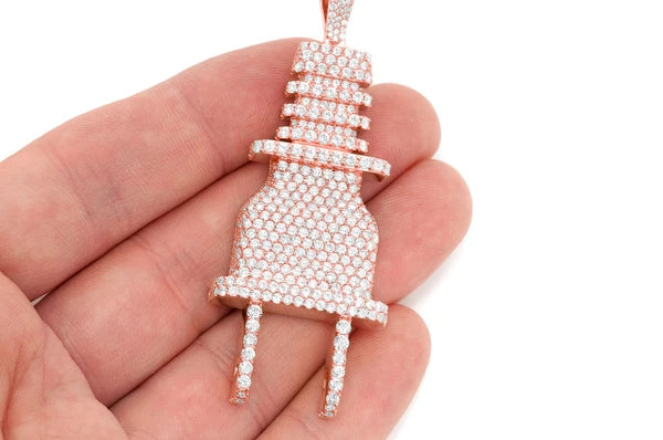 Electric Plug Diamond Pendant 10K Solid Gold - 9.75 CTW