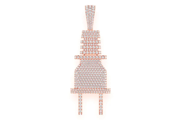 Electric Plug Diamond Pendant 10K Solid Gold - 9.75 CTW