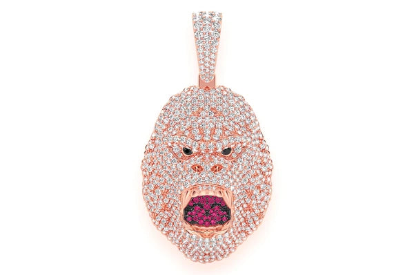 Gorilla Diamond Pendant 14K Solid Gold - 4.50 CTW