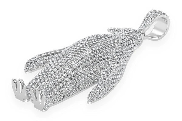 Penguin Diamond Pendant 14K Solid Gold - 16.25 CTW