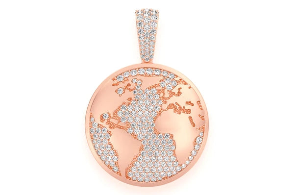 Globe Diamond Pendant 14K Solid Gold - 4.00 CTW