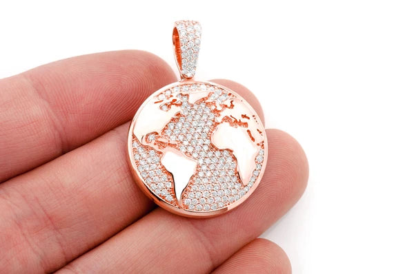 Globe Diamond Pendant 14K Solid Gold - 4.00 CTW