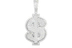 Us Dollar Sign Double Layer Pendant 14K Solid Gold - 5.00 CTW