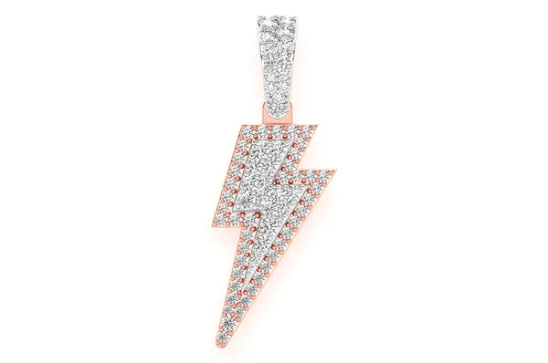 Lightning Bolt Diamond Pendant 14K Solid Gold - 0.4 CTW