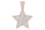 Star Double Layer Diamond Pendant 14K Solid Gold - 1.00 CTW