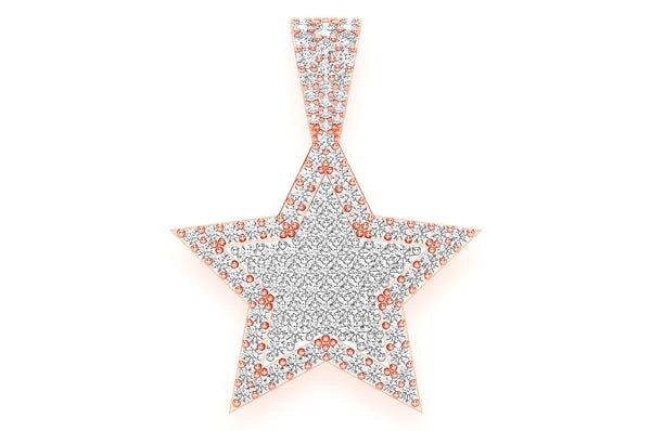 Star Double Layer Diamond Pendant 14K Solid Gold - 1.00 CTW