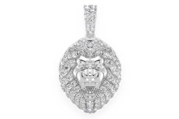 Lion Head Diamond Pendant 14K Solid Gold - 0.50 CTW