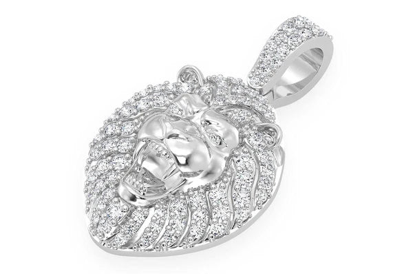 Lion Head Diamond Pendant 14K Solid Gold - 0.50 CTW