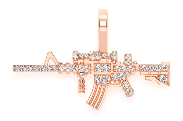 M16 Diamond Pendant 14k Solid Gold - 0.25 CTW