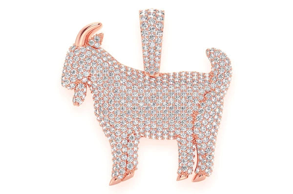 Standing Goat Diamond Pendant 14k Solid Gold - 4.00 CTW