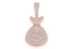 Money Bag Diamond Pendant 14k Solid Gold - 3.33 CTW