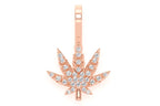 Cannabis Leaf Diamond Pendant 14k Solid Gold - 0.15 CTW