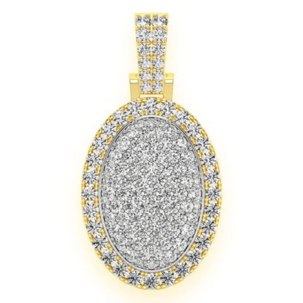 Oval Pillow Double Layer Diamond Pendant 14k Solid Gold - 2.60 CTW