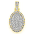 Oval Pillow Double Layer Diamond Pendant 14k Solid Gold - 2.60 CTW