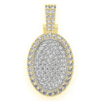 Oval Pillow Double Layer Diamond Pendant 14k Solid Gold - 2.60 CTW