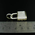 Lock Diamond Pendant 14k Solid Gold - 2.58 CTW
