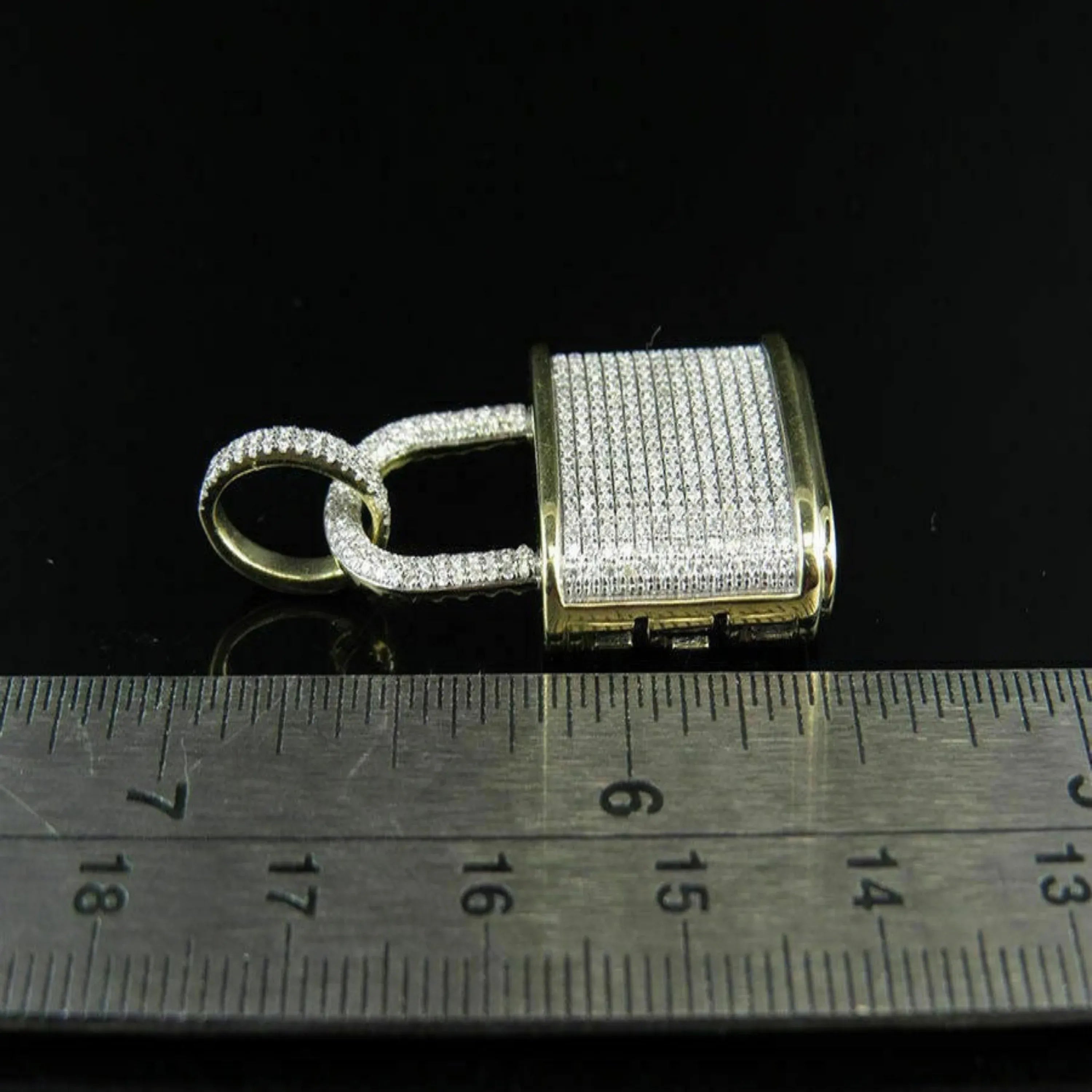 Lock Diamond Pendant 14k Solid Gold - 2.58 CTW