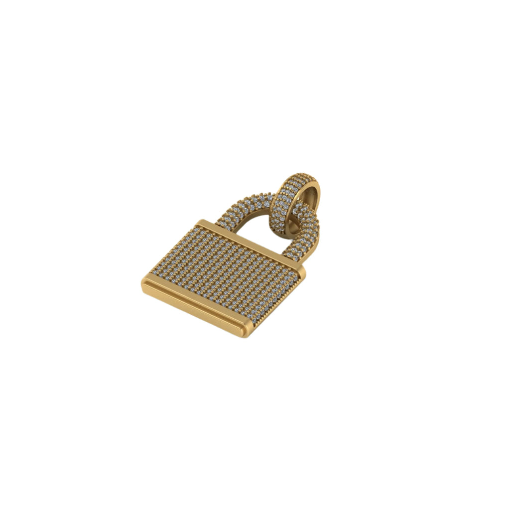 Lock Diamond Pendant 14k Solid Gold - 2.58 CTW
