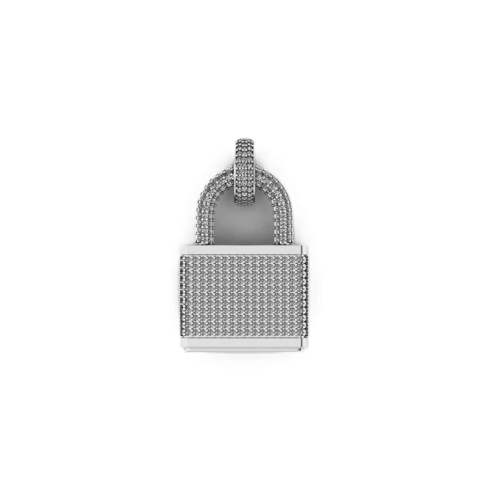 Lock Diamond Pendant 14k Solid Gold - 2.58 CTW