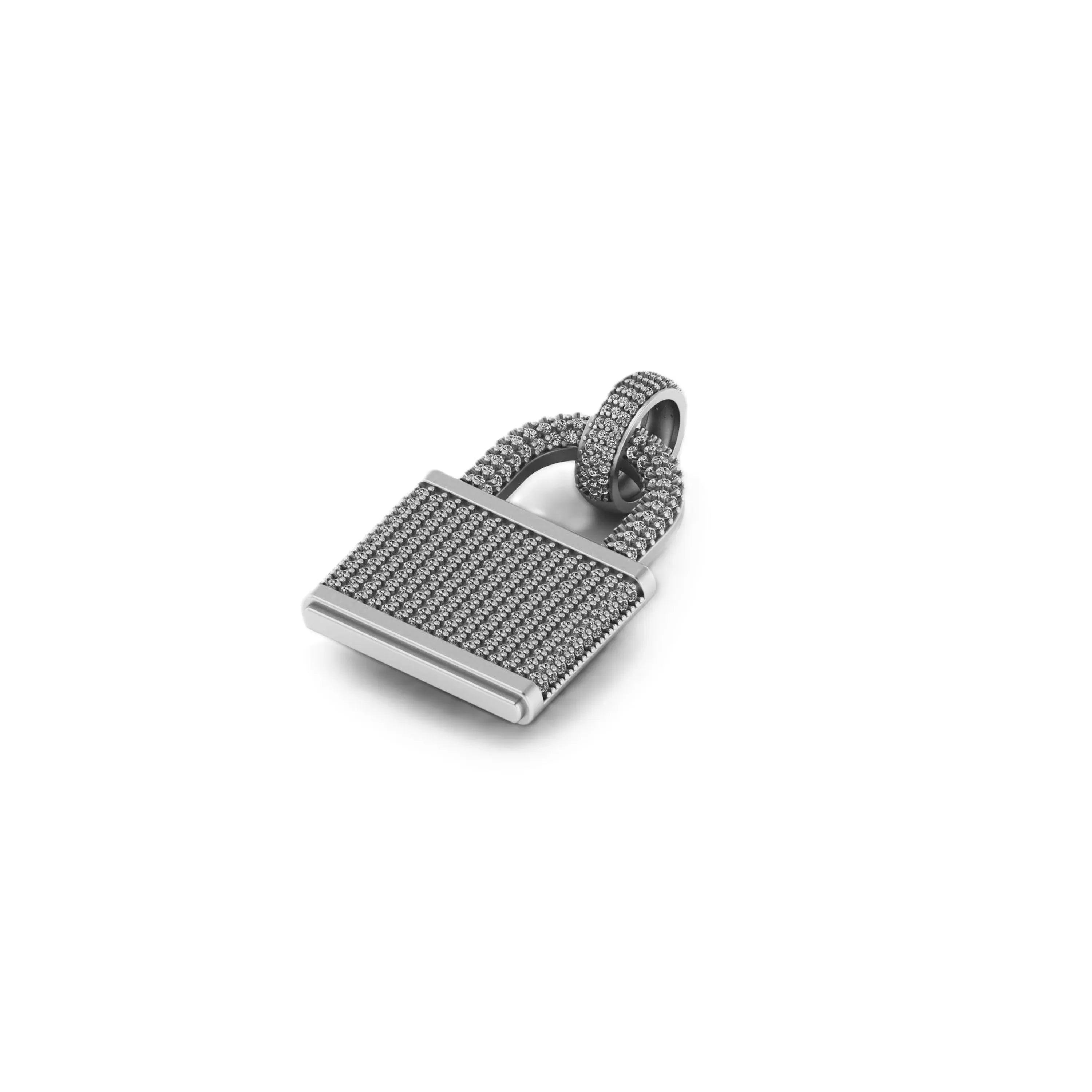 Lock Diamond Pendant 14k Solid Gold - 2.58 CTW