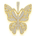 Butterfly Diamond Pendant 14K Solid Gold - 2.00 CTW