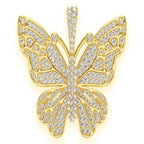 Butterfly Diamond Pendant 14K Solid Gold - 2.00 CTW