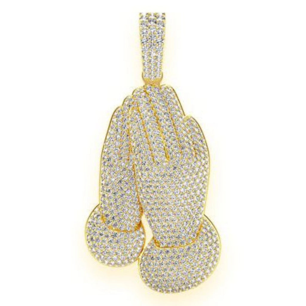 Prayer Hands Diamond Pendant 14K Solid Gold - 8.80 CTW
