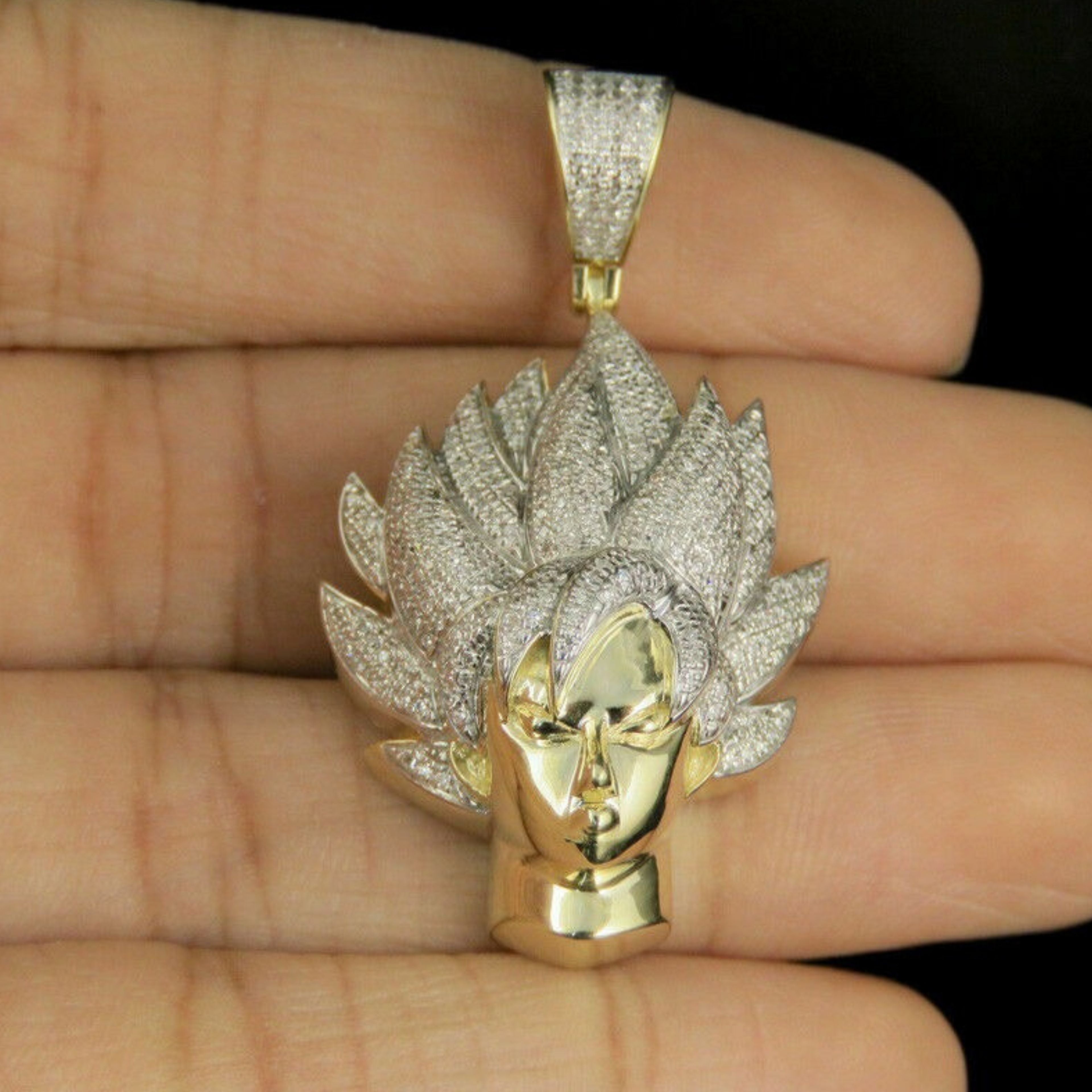 Goku Diamond Pendant 14K Solid Gold - 1.60 CTW