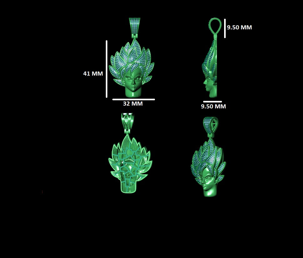 Goku Diamond Pendant 14K Solid Gold - 1.60 CTW