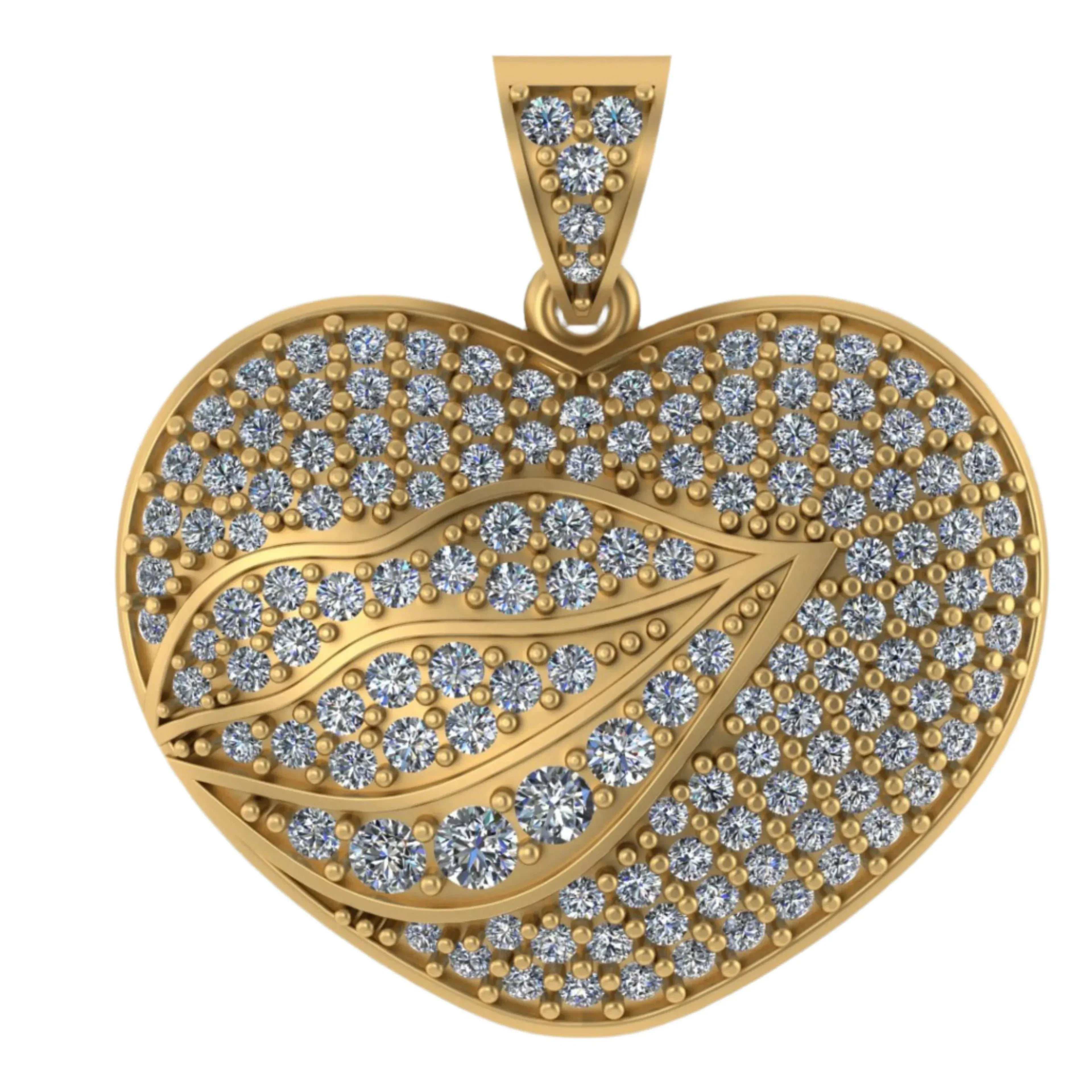 Personalized 14K solid Gold Heart Pendant Necklace - 5.80 CTW