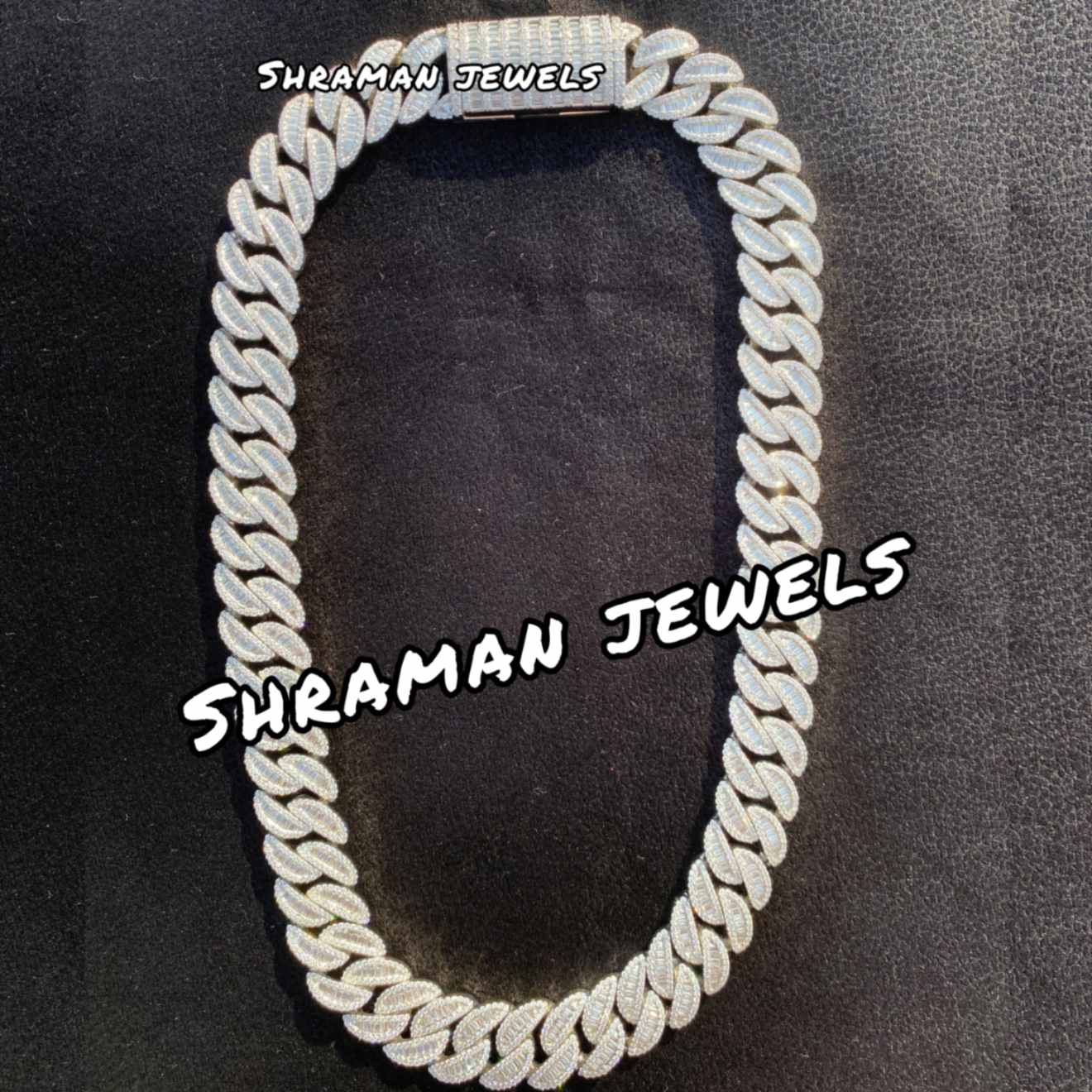 18MM Iced Out Baguette Diamond Cuban Link Chain for Men