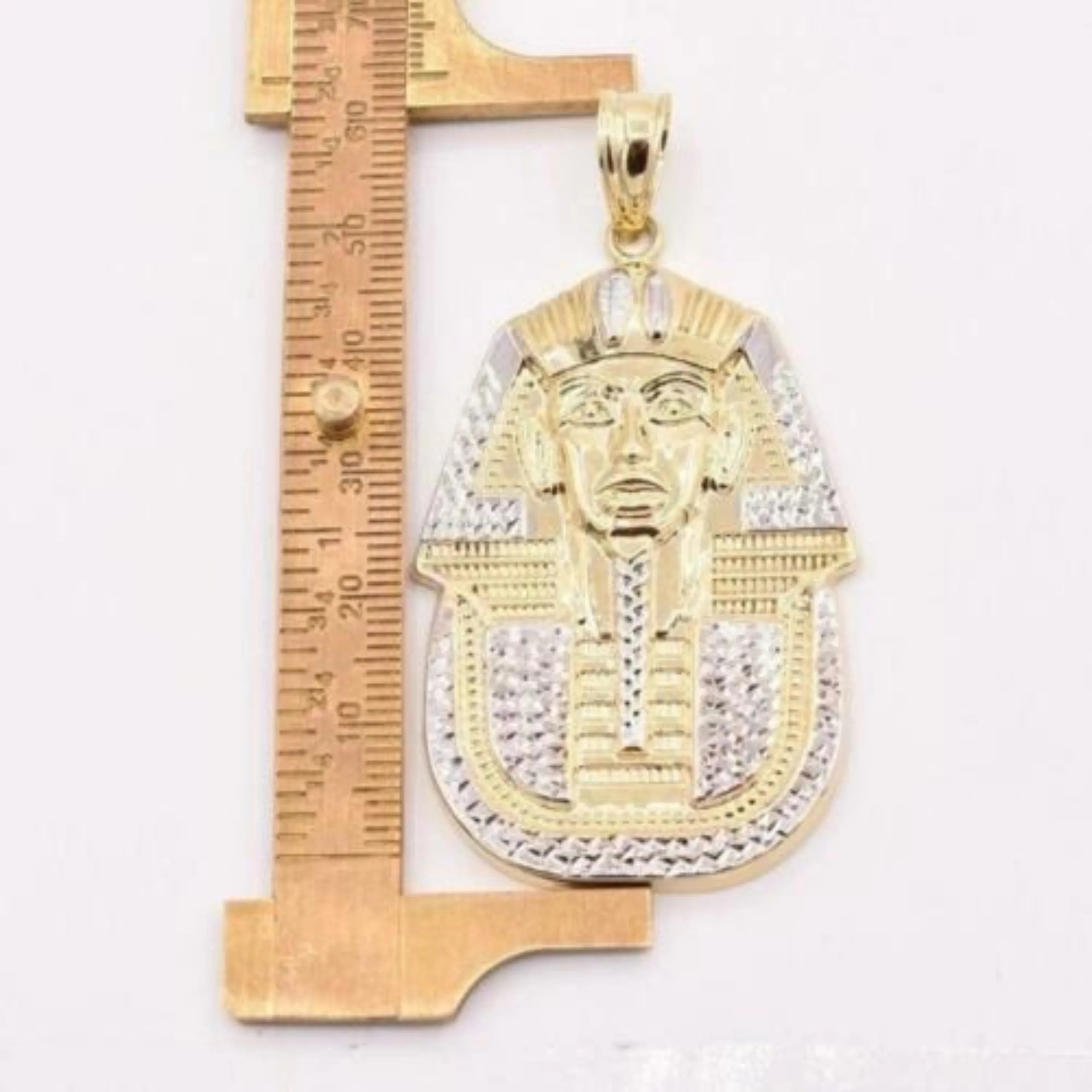 Custom 10K Gold Egyptian Two Tone Pharaoh Pendant For Gift to Him or Her