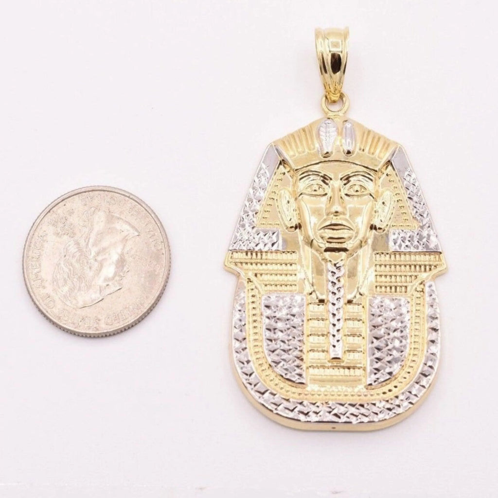 Custom 10K Gold Egyptian Two Tone Pharaoh Pendant For Gift to Him or Her