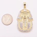 Custom 10K Gold Egyptian Two Tone Pharaoh Pendant For Gift to Him or Her