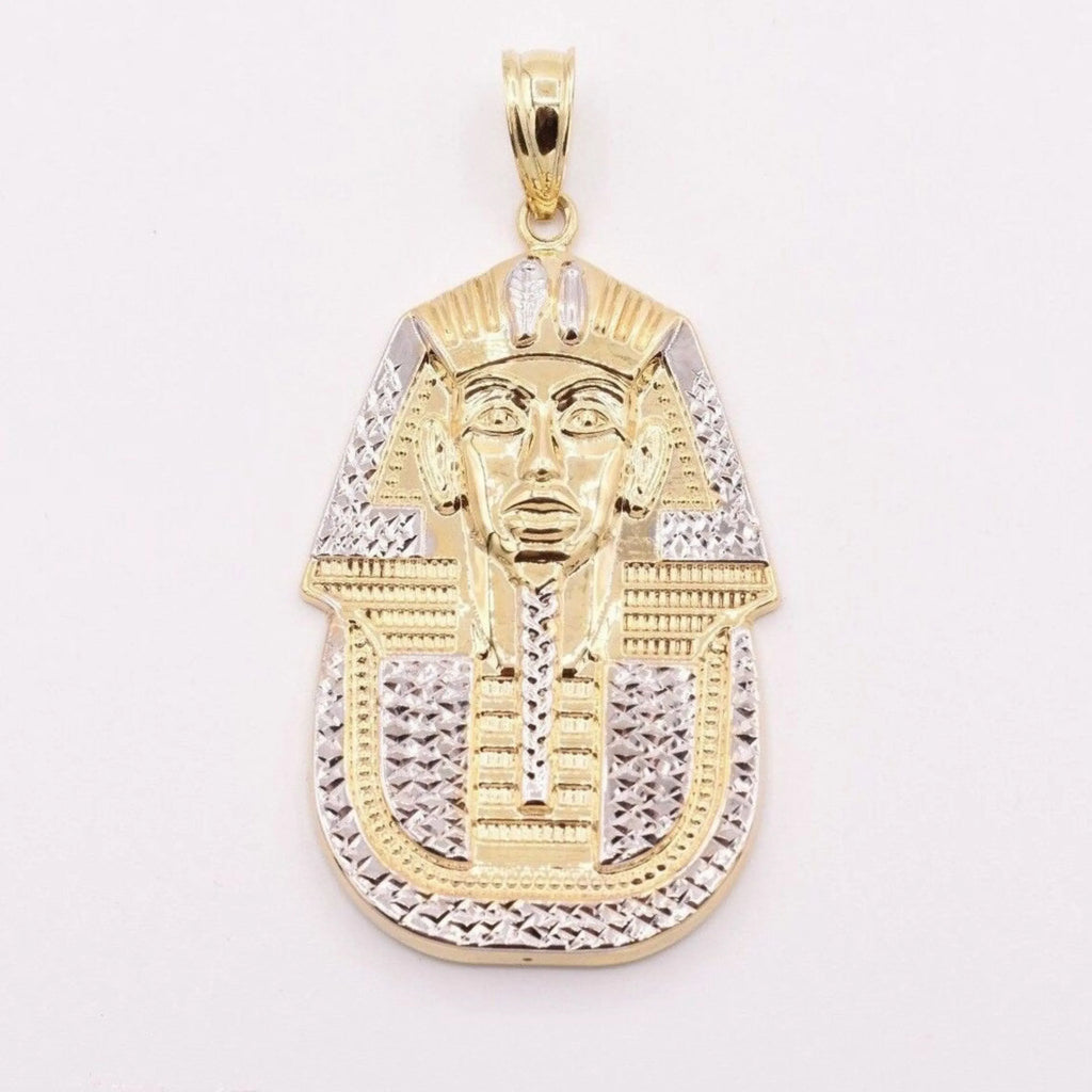 Custom 10K Gold Egyptian Two Tone Pharaoh Pendant For Gift to Him or Her
