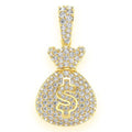 Money Bag Diamond Pendant 14k Solid Gold - 1.33 ctw